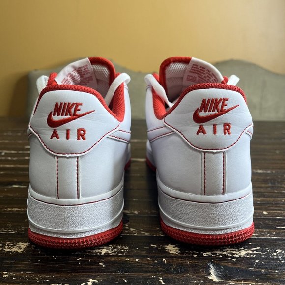 Nike Air Force 1 White University Red Contrast Stitch Men’s Size 9 - Picture 5 of 7
